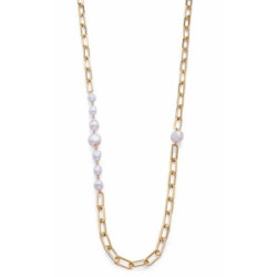 COLLAR ACERO IP DORADO Y PERLAS NAT SRA  - 14093C01012