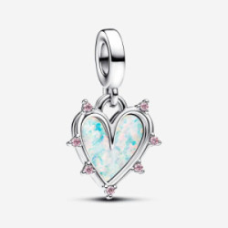 Hearts sterling silver double dangle wit - 793434C01