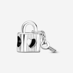 Love padlock and key sterling silver cha