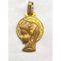 Medalla oro 750 mls (18 K) Virgen Maria 15 x 24 mm