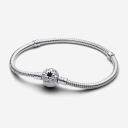 Snake chain sterling silver bracelet wit - 593584C01-19