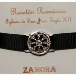 Pulsera Rosetón Latón con Cinta Negra